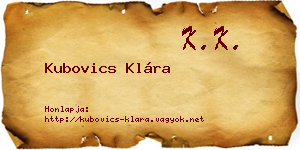 Kubovics Klára névjegykártya